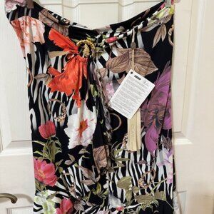 Cavalli Class knit skirt with ruffle, Italian size 50, US 16, new with tags